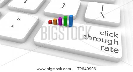 Click Through Rate or CTR as Concept 3D Illustration Render