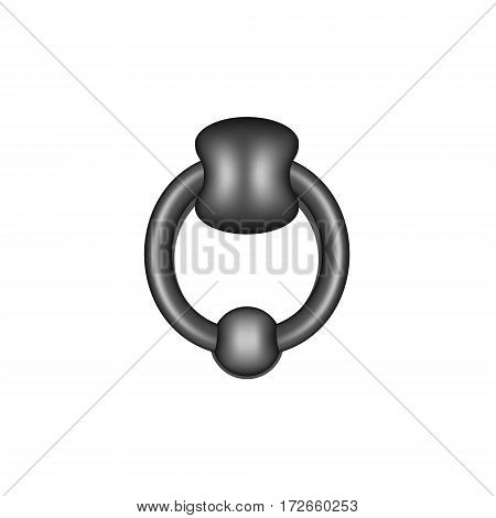 Vintage door knocker in dark design on white background