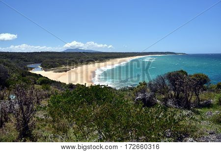 Beach at Cuttagee Point in summertime NSW Australia.