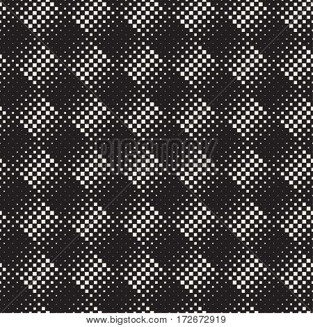 Stylish Minimalistic Halftone Grid. Vector Seamless Black And White Pattern