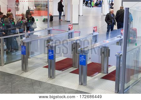 Stokcholm,sweden-october 26 : Passengers Expect Landing To The Ferry In The Building Of The Viking L