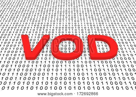 vod in the form of binary code, 3D illustration