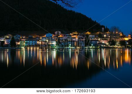 Beautiful view of Piediluco village on the lake