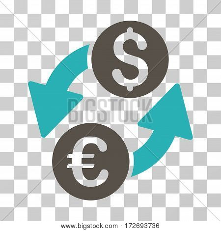 Euro Dollar Exchange icon. Vector illustration style is flat iconic bicolor symbol grey and cyan colors transparent background. Designed for web and software interfaces.