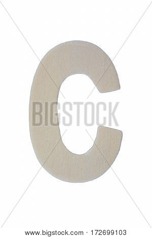 Wooden letter C isolated on white background with clipping path.