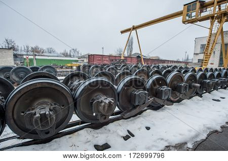 heavy industry factory production of the steel train wheels