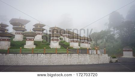 Memorial Chortens (stupas) At The Dochula, Bhutan