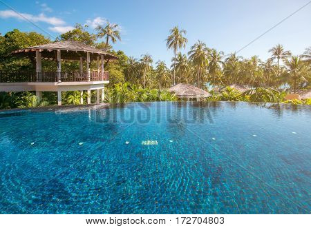 swimming pool at Trat in Thailand Summer