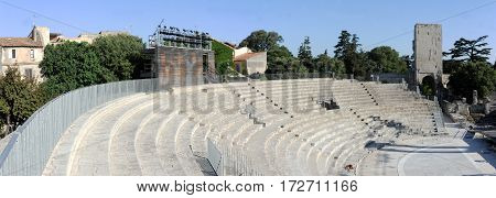Arles, France - 28 June 2012: The Roman amphitheater of Arles on France