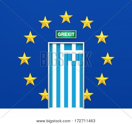 Illustration of Grexit Door . 3D render