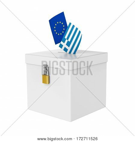 Grexit Ballot Box isolated on white background. 3D render