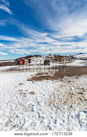The Andes Road Cusco- Puno PeruSouth America 4910 m above The longest continental mountain range in the world many active volcanoes Sacred Valley of the Incas Spectacular nature of snow mountains and blue sky