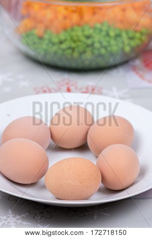 Boiled Eggs Served On The Plate