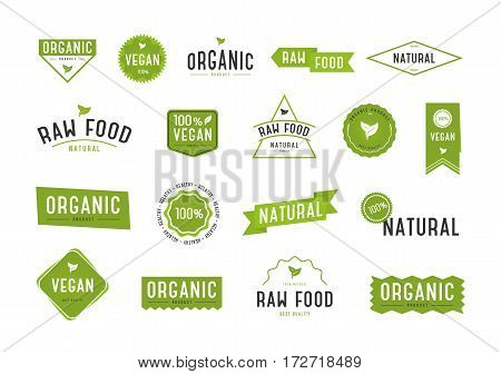Organic labels set. Collection various logo for eco cosmetics or products.