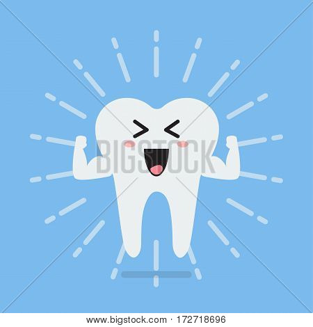 Happy healthy and strong tooth. Concept of children's dentistry