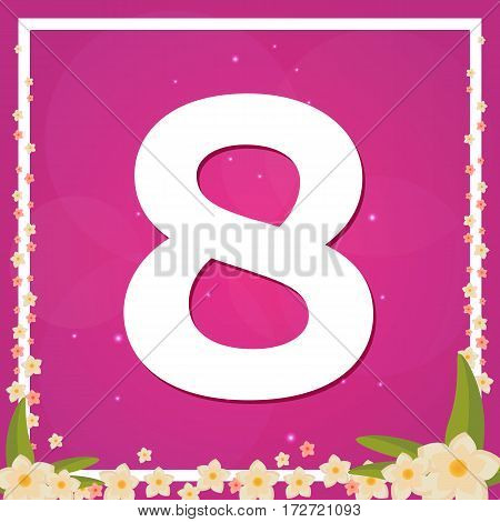8 March. Happy Woomens Day International Woomen S Day. Vector Flat Illustration.
