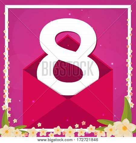 8 March. Happy Woomens Day International Woomen S Day. Vector Flat Illustration.