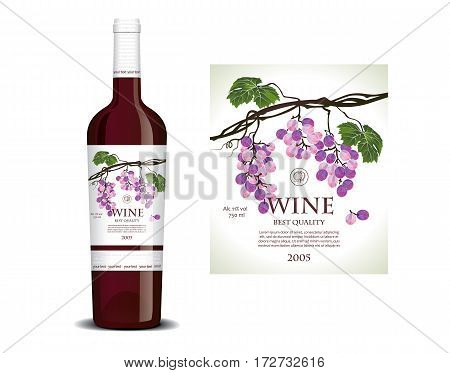Conceptual label for red wine on a bottle