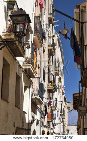 Tarragona (Catalunya Spain): old street in the gothic quarter near the medieval cathedral