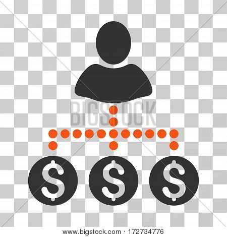 User Payments icon. Vector illustration style is flat iconic bicolor symbol orange and gray colors transparent background. Designed for web and software interfaces.