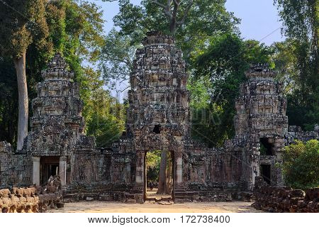 The northern gate of the Preah Khan temple Siem Reip Cambodia