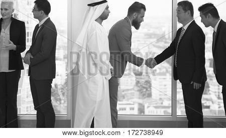 Business Partners Introductionary Handshake Bow