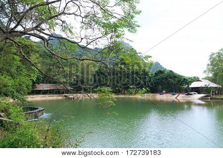 Hidden lake in the Cat Ba National Park, Vietnam