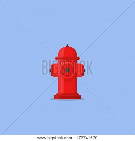 Red hydrant firefighter extinguish the fire icon in flat style isolated on blue background. Vector Illustration