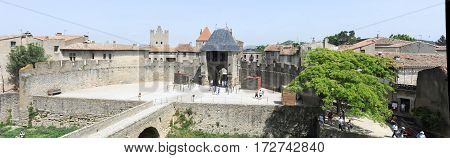 Carcassonne, France - 28 June 2012: The fort of Carcassonne on France