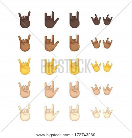 Gestures emoji vector. Smile icon set. Emoticon icon web. Rock gesture