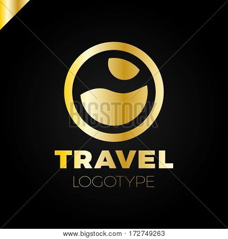 Sun And Sea Logo Design Template. Vector Colorful Sign Logotypes For Travel Agency. Cruise Summer Ci