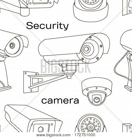 Security camera set pattern. Vector Illustration isolated on white background