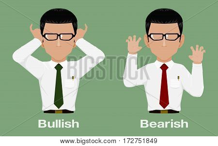 Investor icon show Bullish and Bearish for stock eaxchange market