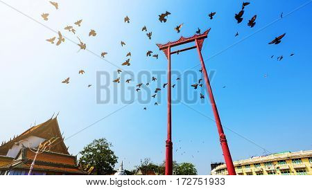 Giant Swing With Birds, Bangkok