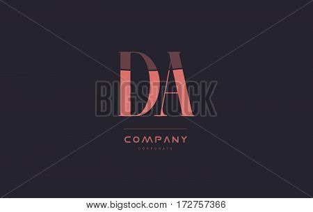 Da D A Pink Vintage Retro Letter Company Logo Icon Design