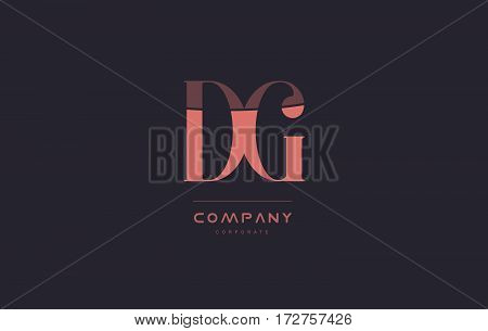 Dg D G Pink Vintage Retro Letter Company Logo Icon Design