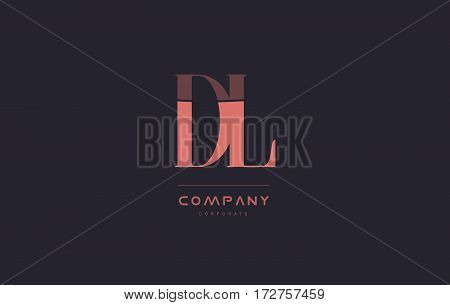 Dl D L Pink Vintage Retro Letter Company Logo Icon Design