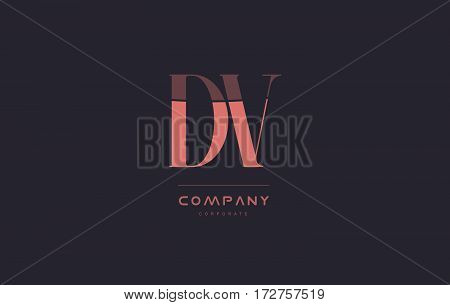 Dv D V Pink Vintage Retro Letter Company Logo Icon Design