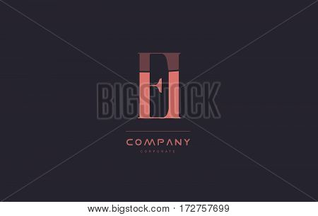 Ei E I Pink Vintage Retro Letter Company Logo Icon Design
