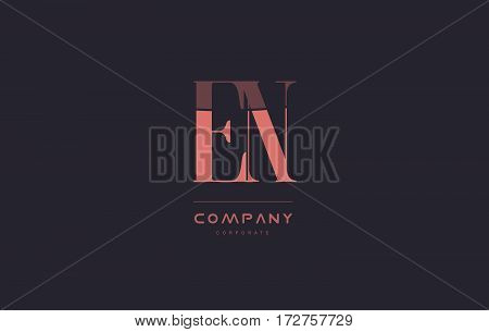En E N Pink Vintage Retro Letter Company Logo Icon Design