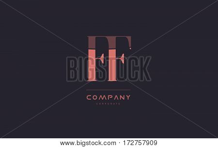 Ff F F Pink Vintage Retro Letter Company Logo Icon Design