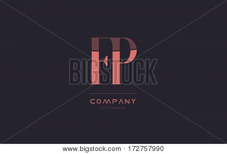 Fp F P Pink Vintage Retro Letter Company Logo Icon Design