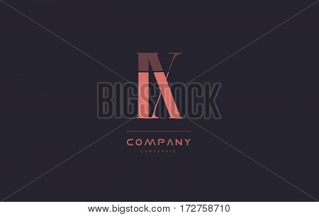 Ix I X Pink Vintage Retro Letter Company Logo Icon Design