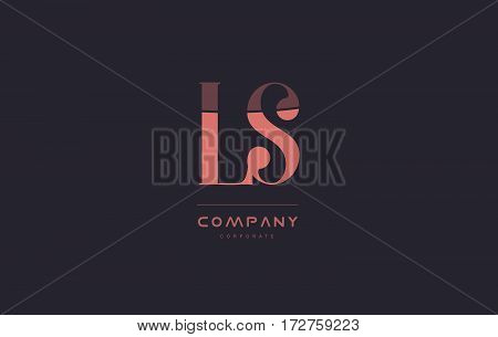 Ls L S Pink Vintage Retro Letter Company Logo Icon Design