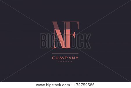 Nf N F Pink Vintage Retro Letter Company Logo Icon Design