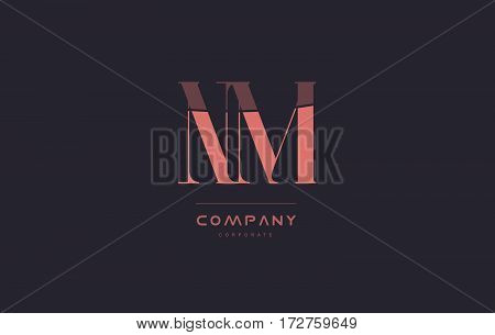 Nm N M Pink Vintage Retro Letter Company Logo Icon Design