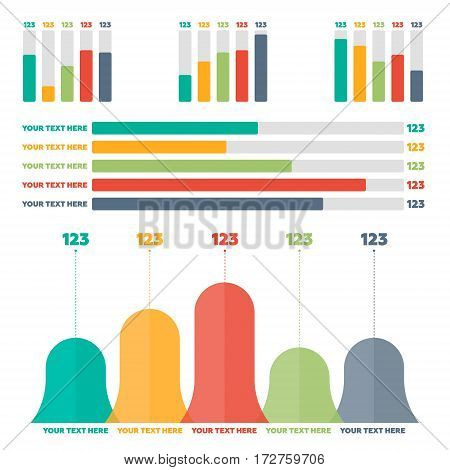 Infographics elements. Color bar charts vector illustration