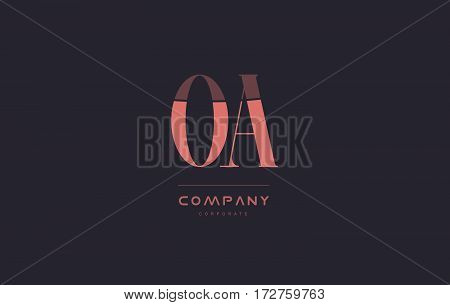 Oa O A Pink Vintage Retro Letter Company Logo Icon Design