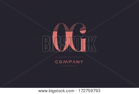 Og O G Pink Vintage Retro Letter Company Logo Icon Design