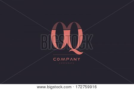 Oq O Q Pink Vintage Retro Letter Company Logo Icon Design